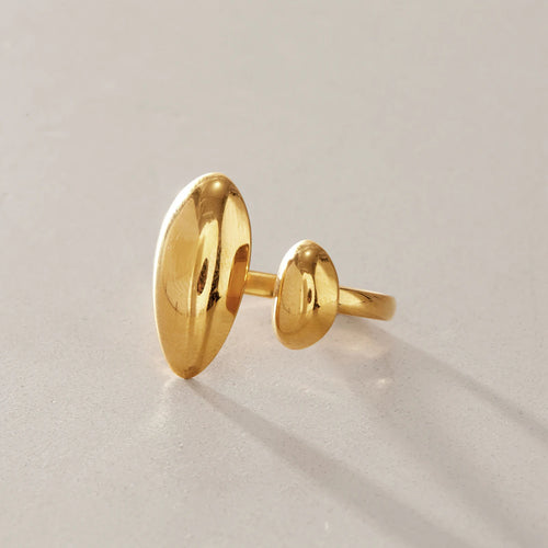 KIKA Chunky Asymmetric Irregular Open Ring  18K Gold PVD Plated Stainless Steel 316Lt