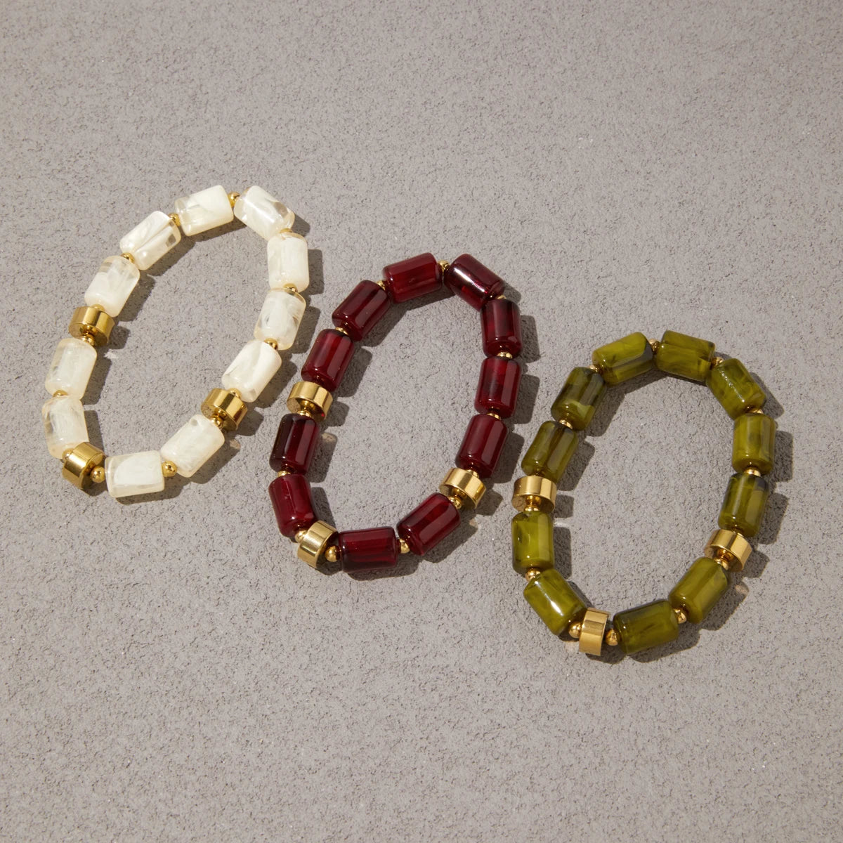 KIKA Vintage Elastic Resin Bracelet For Women Minimalist Gold Color CCB Plastic Beads Bracelet Autumn Winter Fashion Jewelry