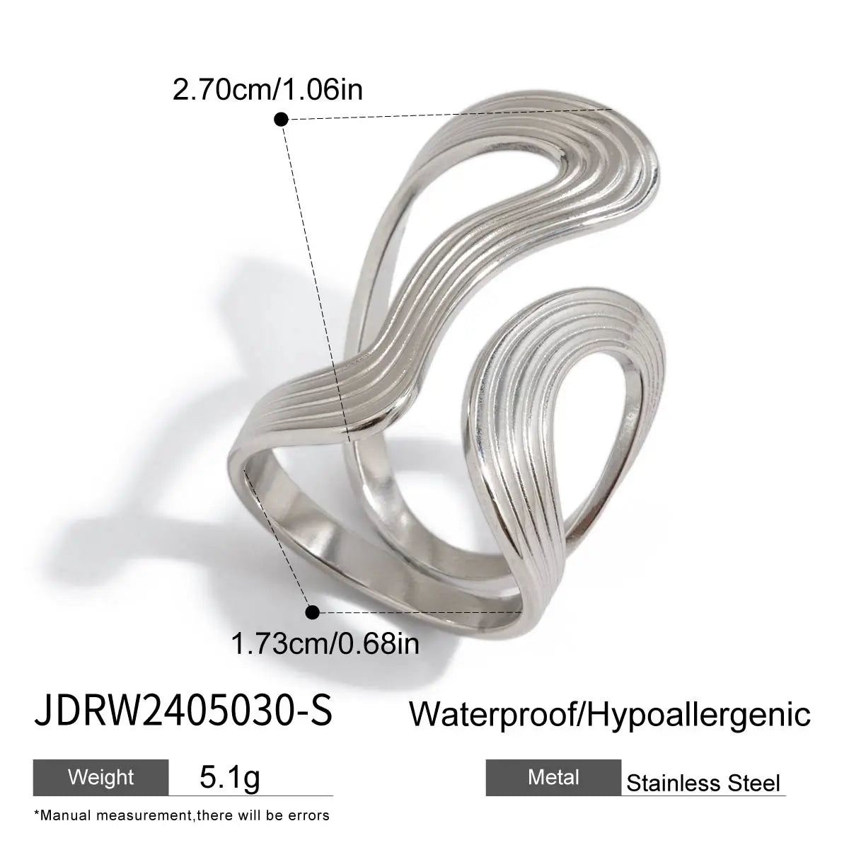 Smooth Line Irregular Ring Adjustable and Stackable