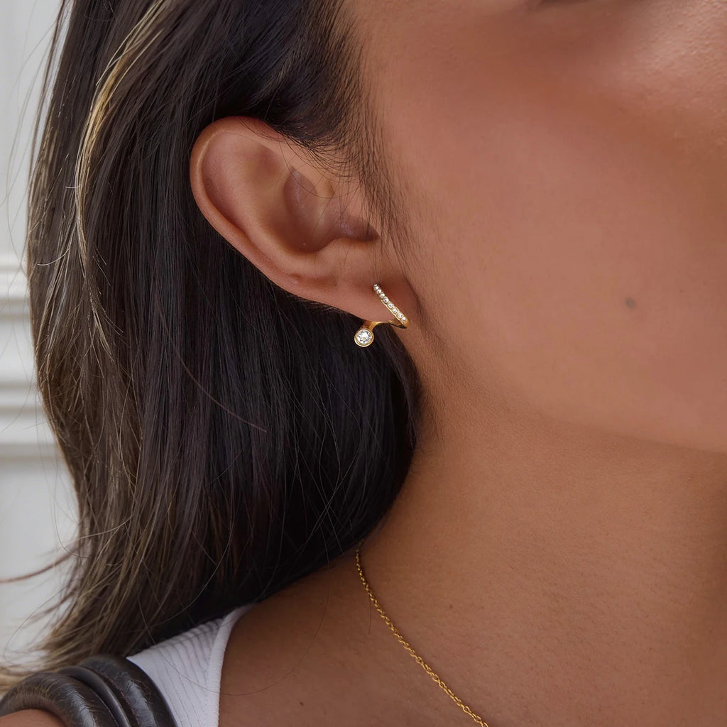 Kika  Geometric Wave Shape Stud Earrings Minimalist 18K Gold PVD Plated Stainless Steel 316L