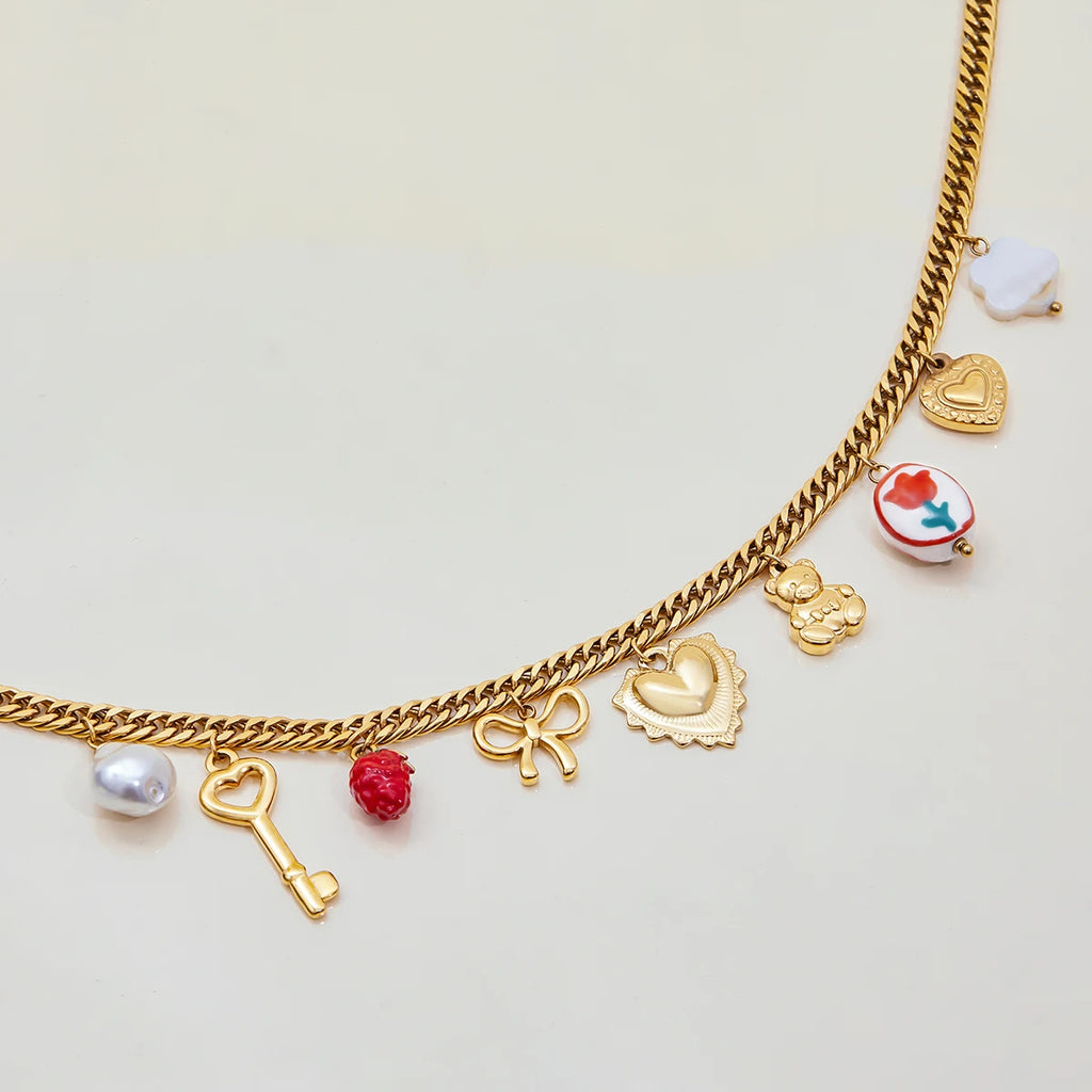 Kika Ocean Vacation Style Ceramic Drip Oil Shell Flower Pendant Necklace