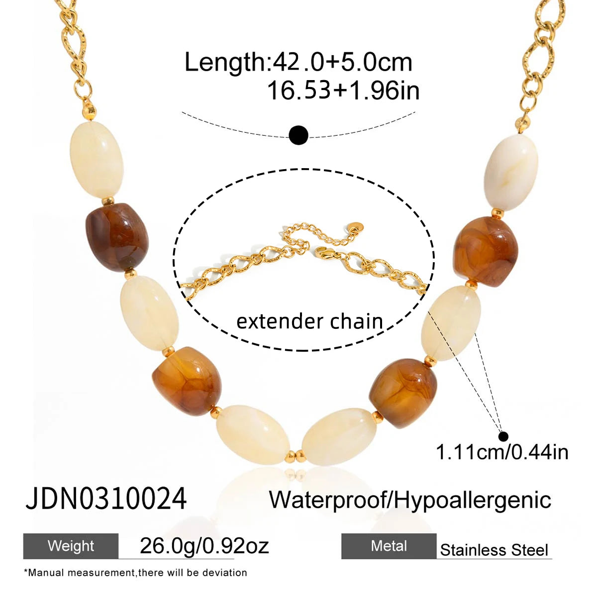 Vintage Amber White Blended Resin Necklace