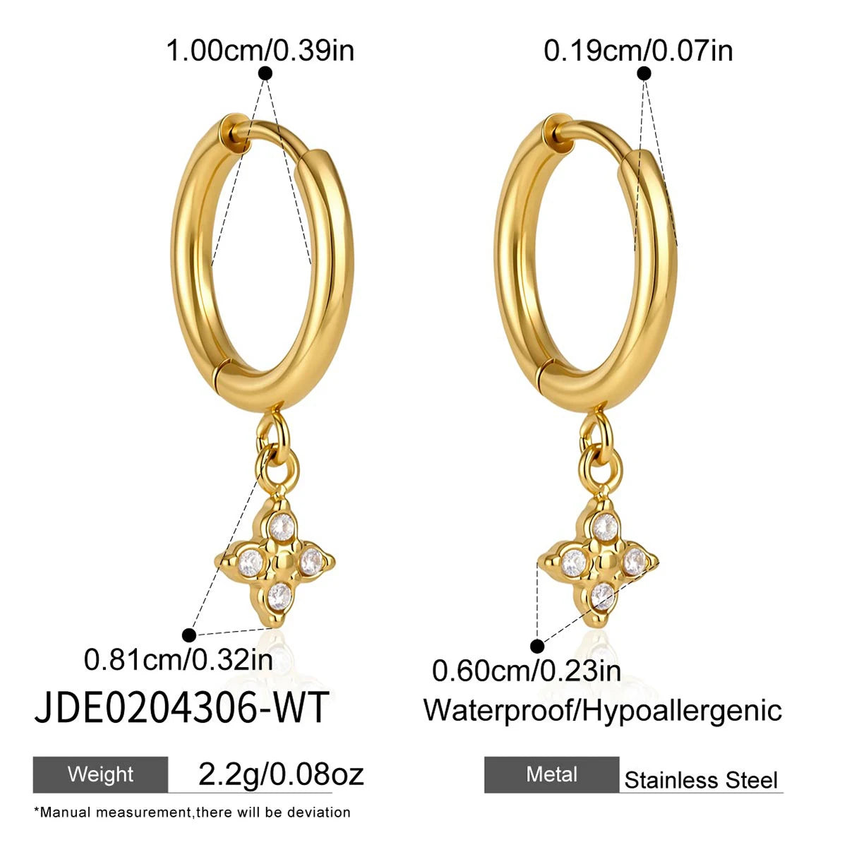 KIKA Delicate Zircon Earrings  PVD Plated Stainless Steel 316L