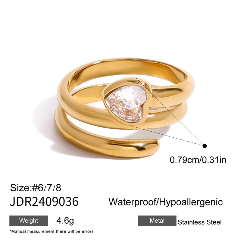 Kika Fashion Love Stacked Ring Zircon Love Line Ring
