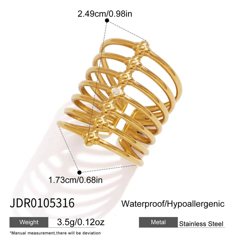 KIKA Classic Multilayer Hollow Open Rings  PVD Plated Stainless Stee316L