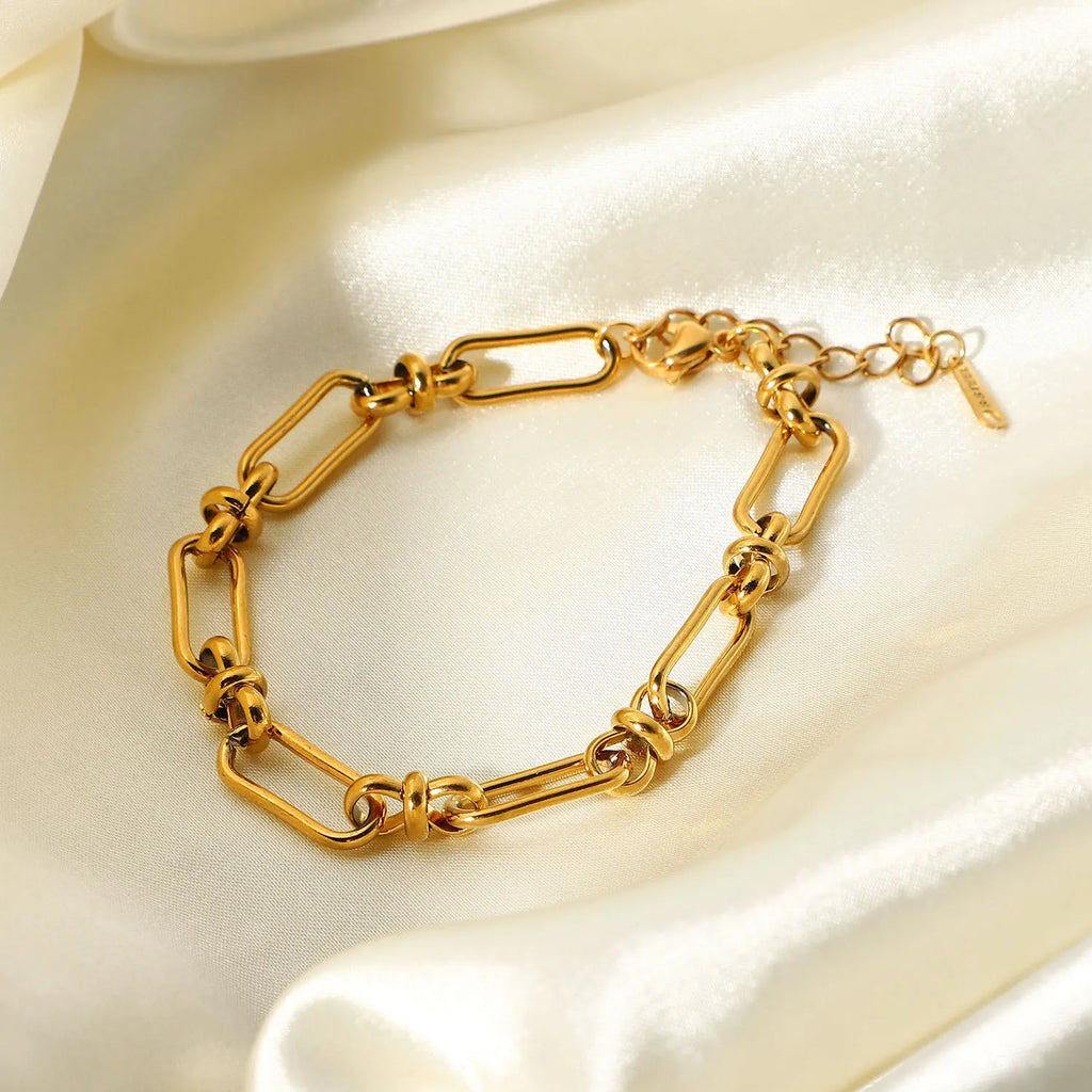 Kika Retro 18K Gold Color Plated Bracelet Stackable Chain Bracelet