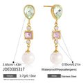 Kika Elegant Imitation Pearl Crystal Drop Earrings For Women 18K Gold PVD Plated Stainless Steel 316L
