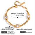 KIKA Delicate Green White Egg Shaped Zircon Cross Chain Bracelet Stainless Steel316L