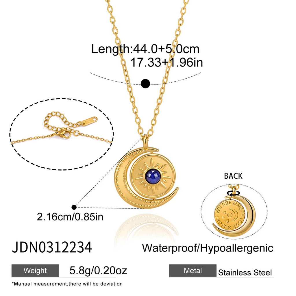 Kika Rotatable Moon Sun Pendant Necklace