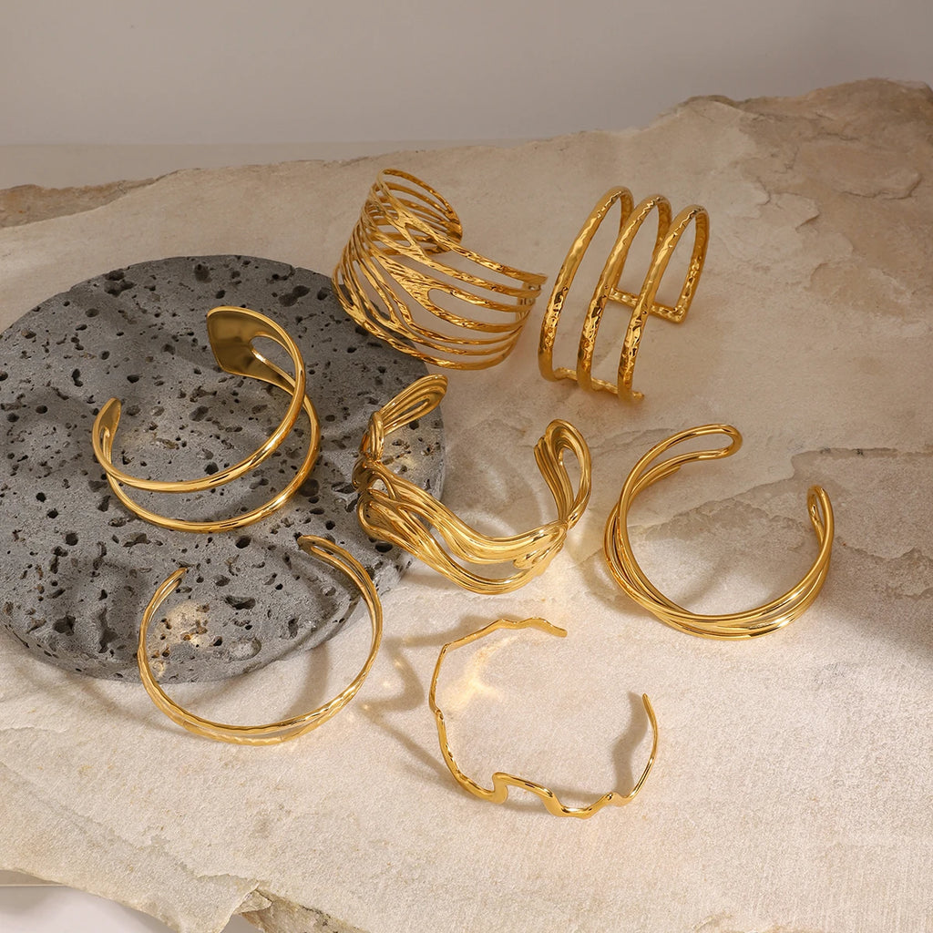 Hammered Stacking Bracelets Line Bangles