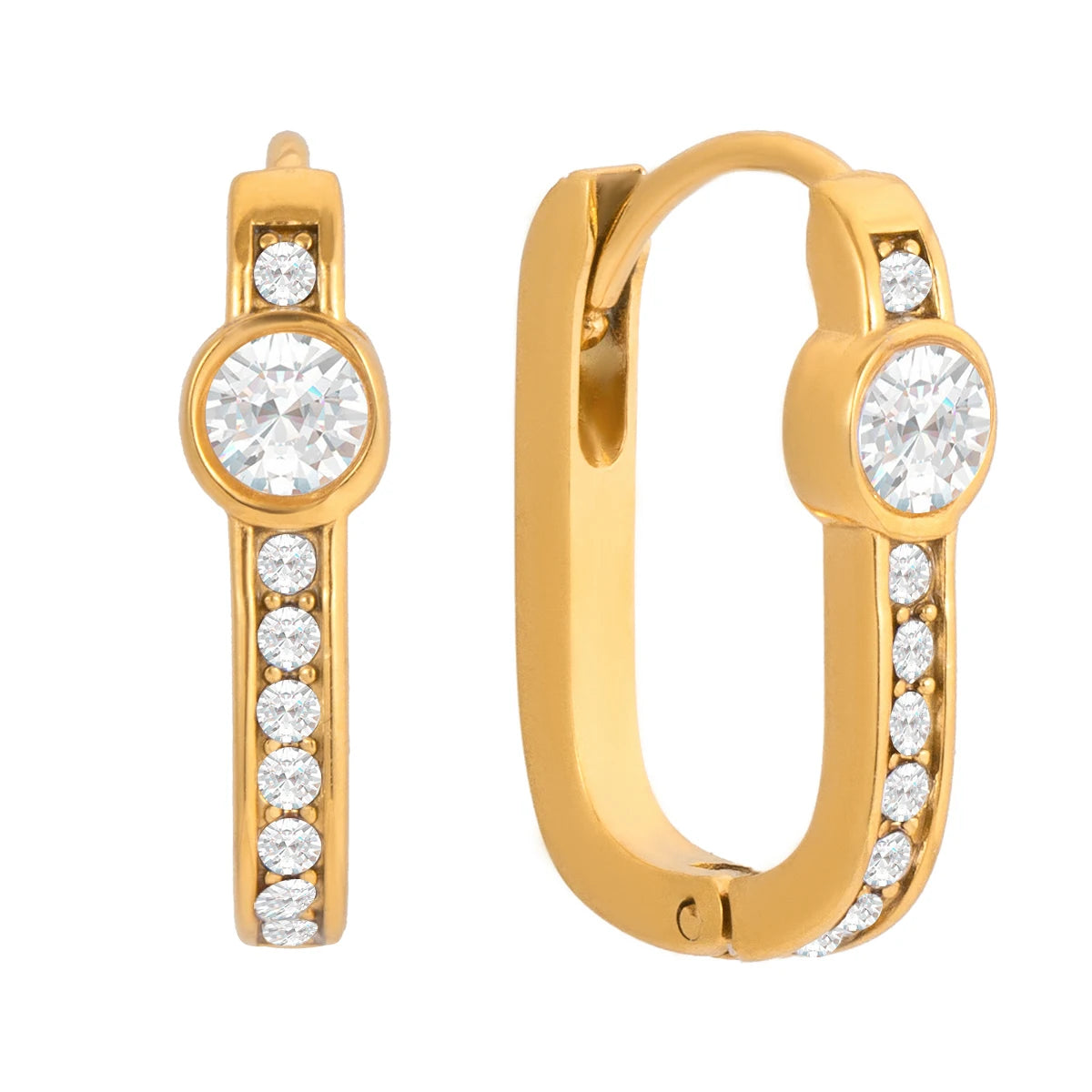 Kika Geometric Square White Rhinestone Earring