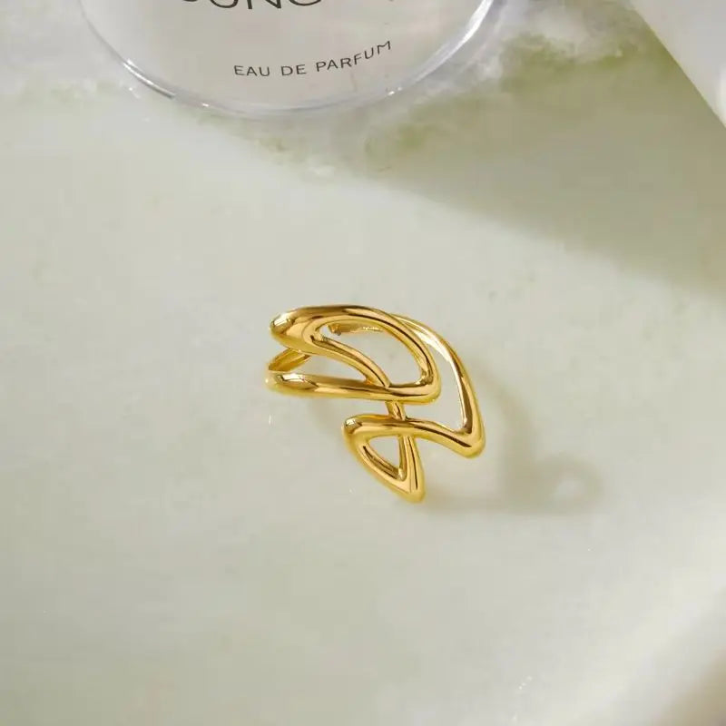 KIKA Women's Twisted Knot Open Adjustable Ring PVD Plated Stainless Steel 316L Hypoallergenic