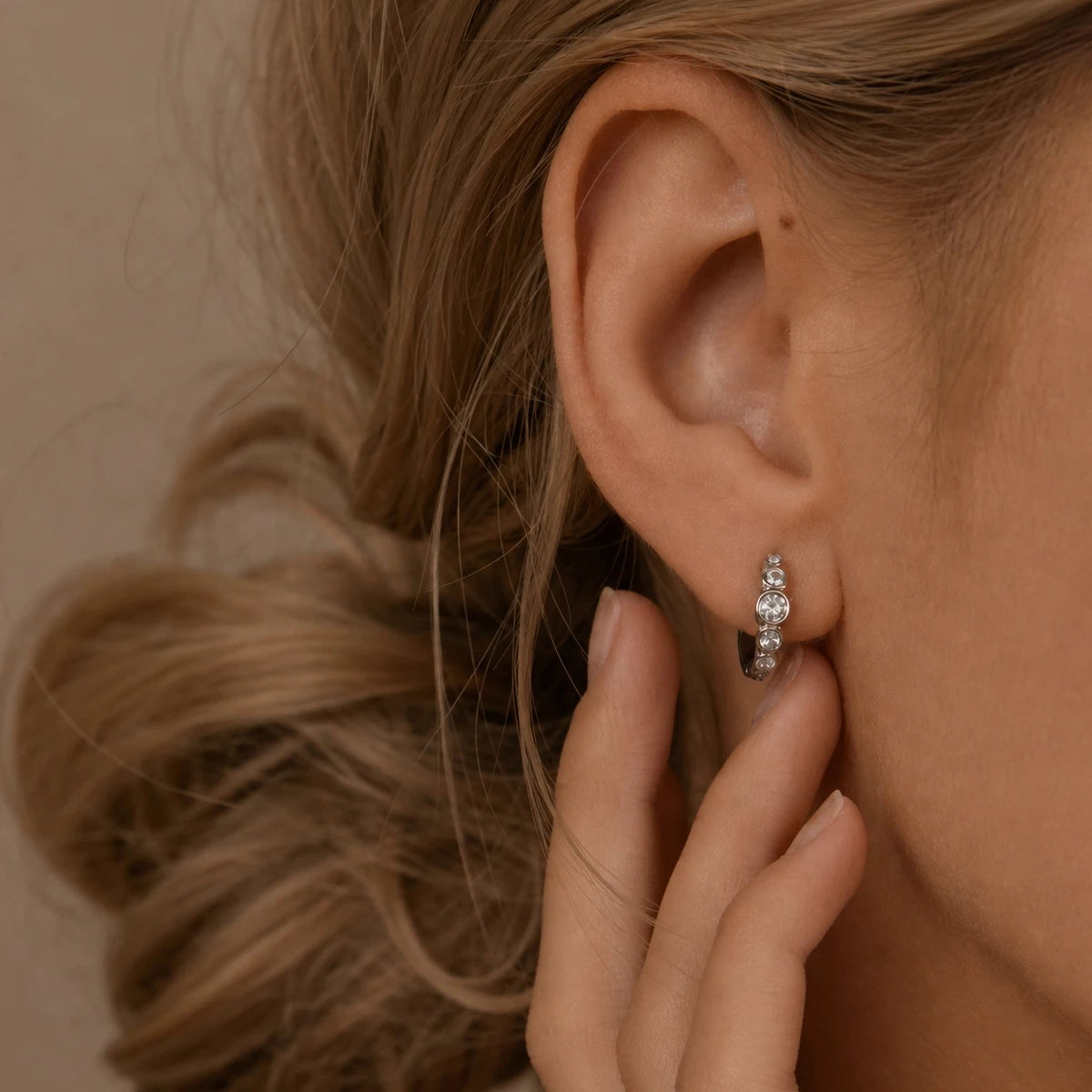 KIKA Delicate Crystal Clip Earrings PVD Plated Stainless Steel