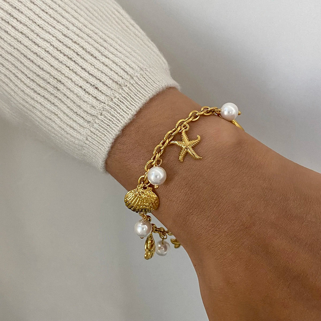 Vacation Beach Starfish Conch Bracelet