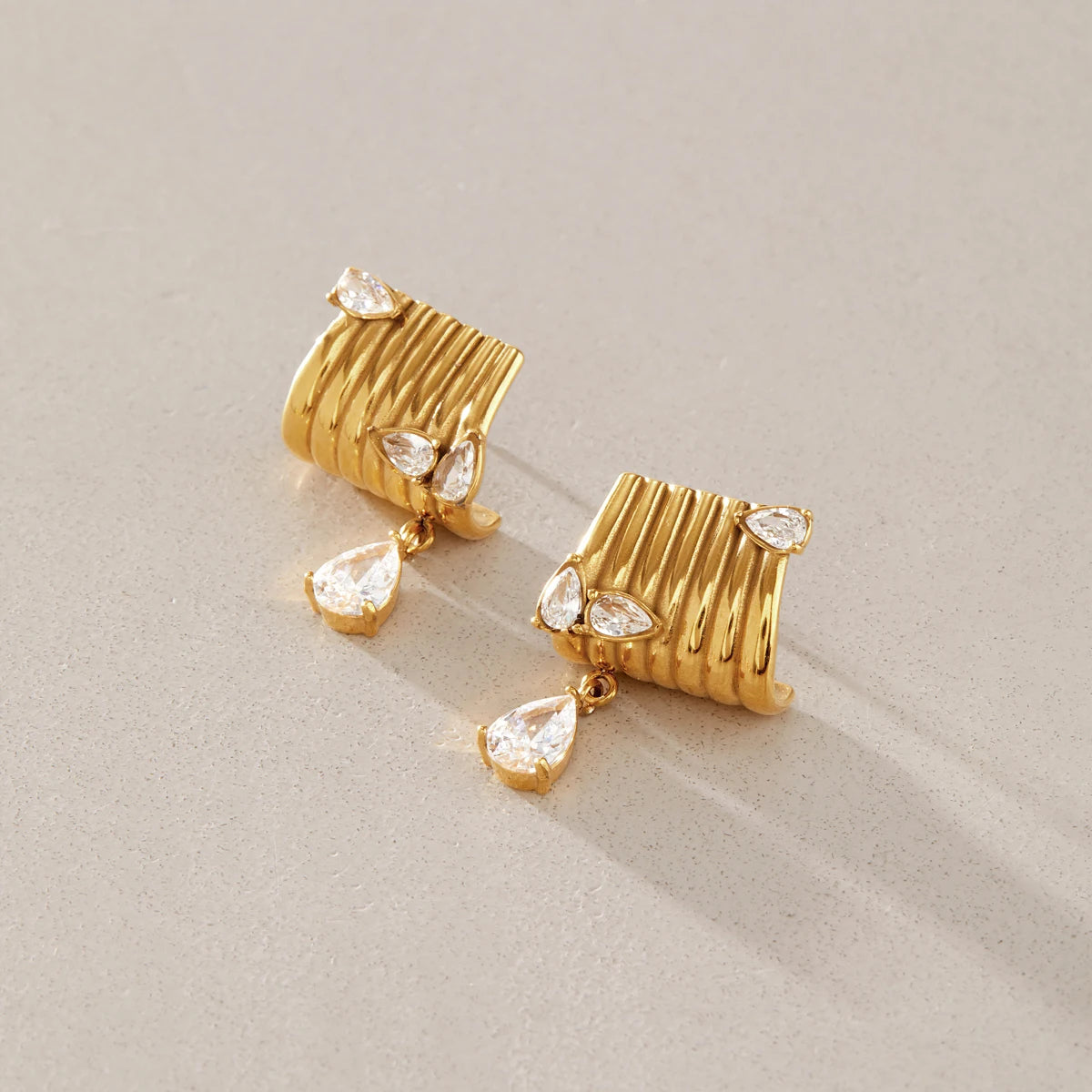 KIKA Classic Water Drop Zircon Earrings For Women Minimalist 18K Gold PVD Plated Stainless Steel Earrings Fashion Jewelry Gift