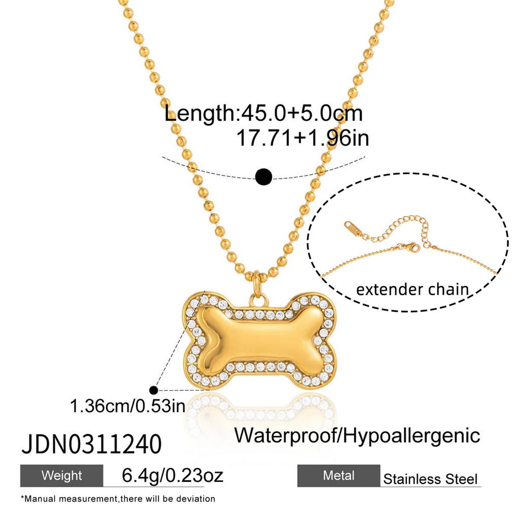 Cute Hug Dog Cat Pet Pendant Rhinestone Necklace