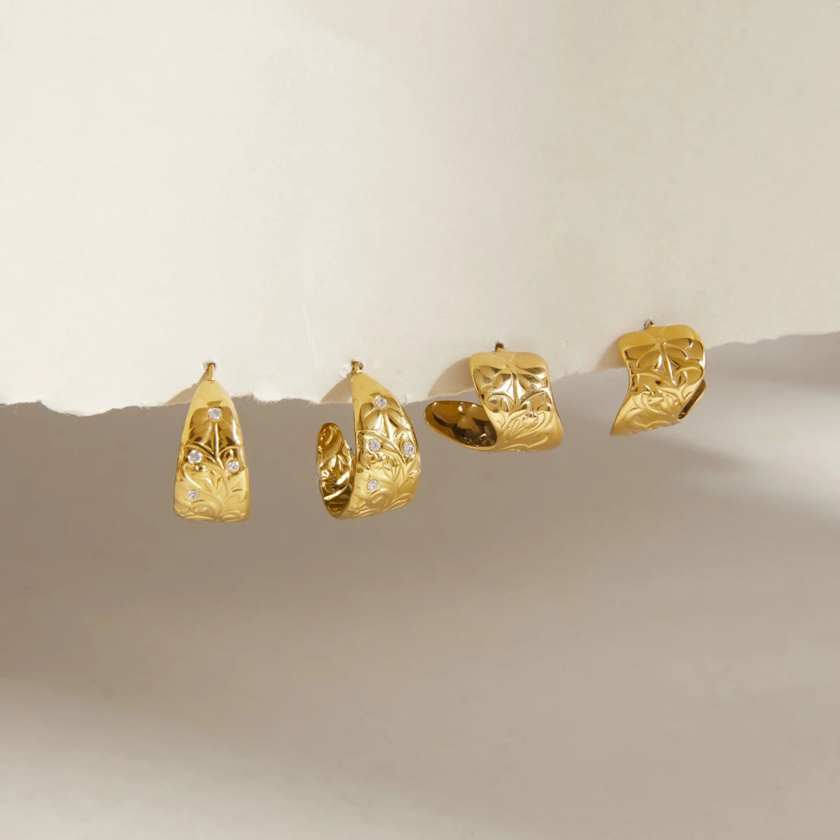 Kika Vintage Geometric C Shape Stud Earrings