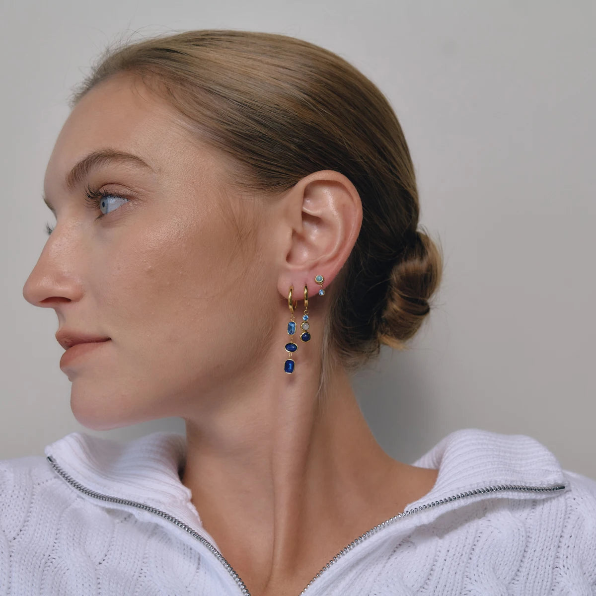 KIKA Elegant Crystal Natural Stone Drop Earrings For Women Minimalist 18K Gold Plated Stainless Steel Earrings Fashion Jewelry