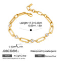 KIKA Heart Zircon Paperclip Chain Bracelet For Women Minimalist 18K Gold PVD Plated Stainless Steel Bracelet Fashion Jewelry