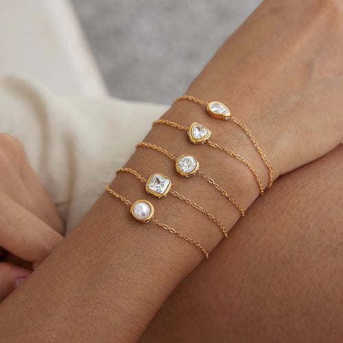 KIKA Classic Geometric Zircon Bracelet For Women Minimalist 18K Gold PVD Plated Stainless Steel 316L
