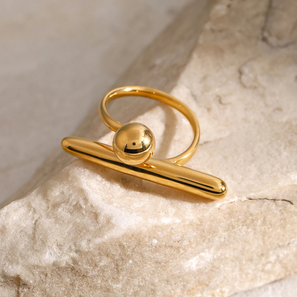 KIKA Chic Stainless Steel 316L Personality Minimalist Classy Ring 18k Gold Color Stylish Unique Finger Jewelry for Women Waterproof