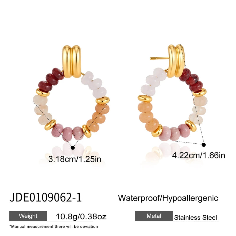 KIKA Elegant Mixed Natural Stone Earrings For Women Delicate 18K Gold PVD Plated Stainless Steel Earrings Fashion Jewelry Gift
