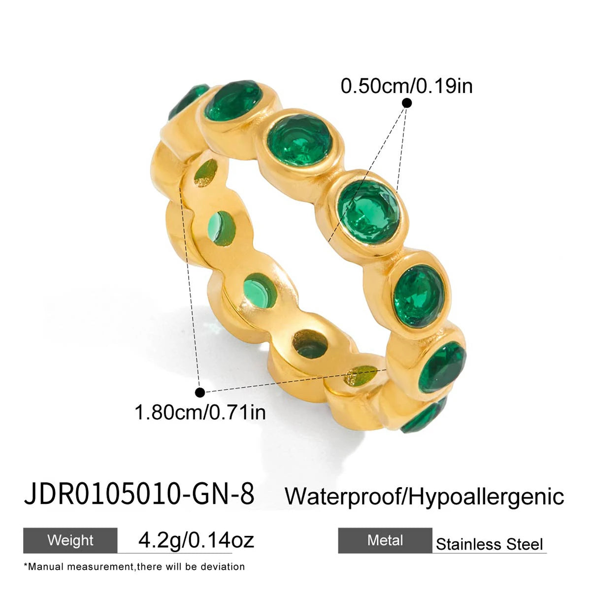 Kika Sparkling Pink Green Zircon Stacked Ring