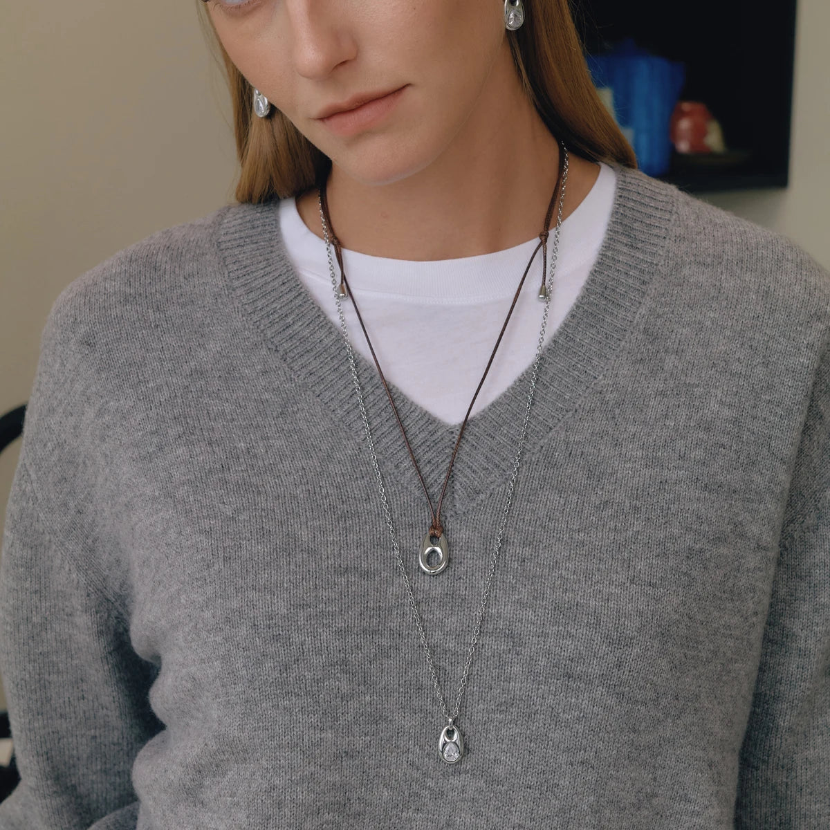 KIKA Classic Water Drop Pendant Necklace For Women Minimalist Long Rope Stainless Steel Chain Necklace Fashion Jewelry Gift
