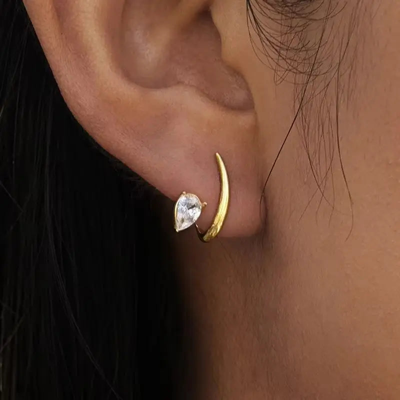 KIKA Delicate Water Drop Zircon Geometric Stud Earrings For Women 18K Gold PVD Plated Stainless Steel 316L Earrings Fashion Jewelry