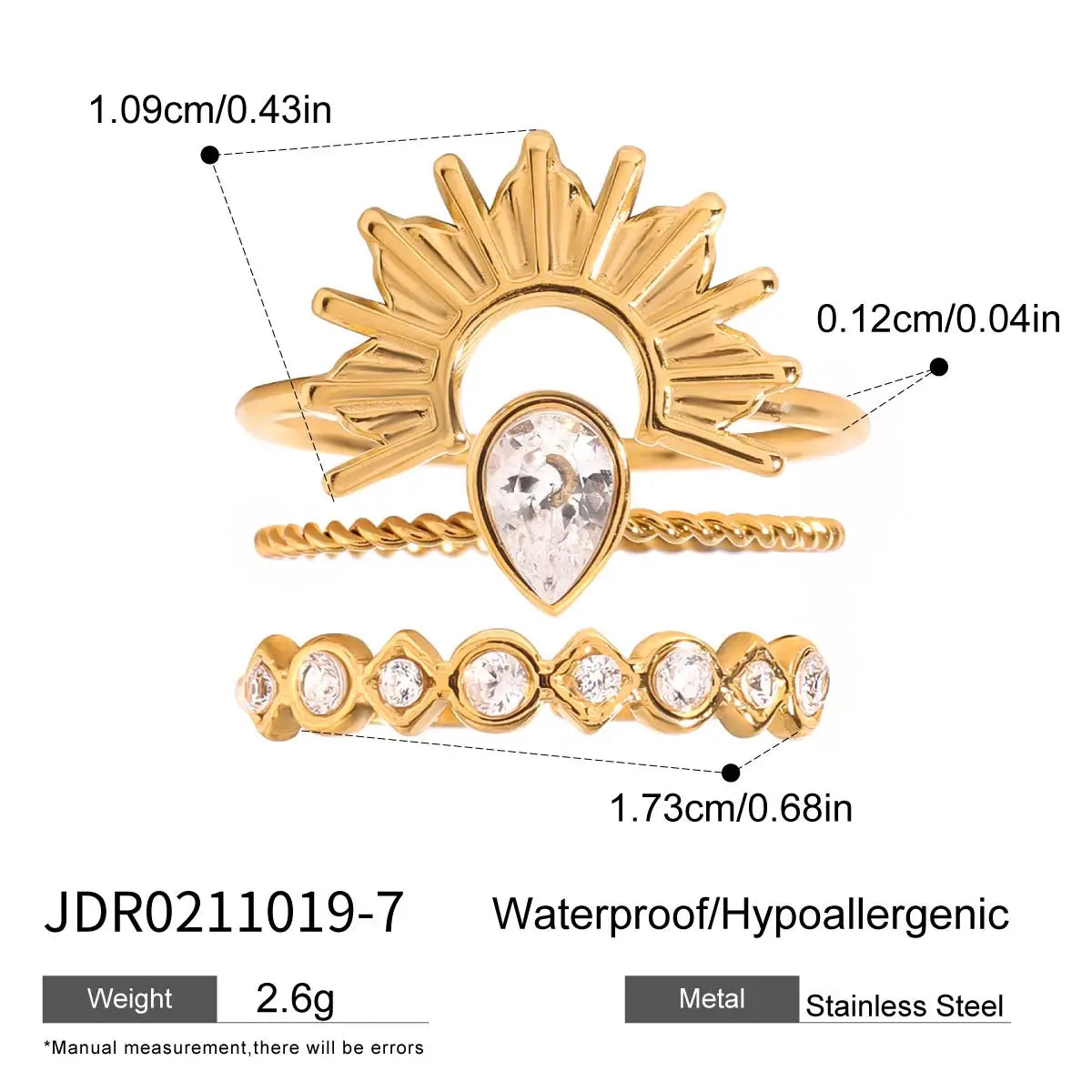 Kika Minimalist Zircon Ribbed Flower Stackable Ring