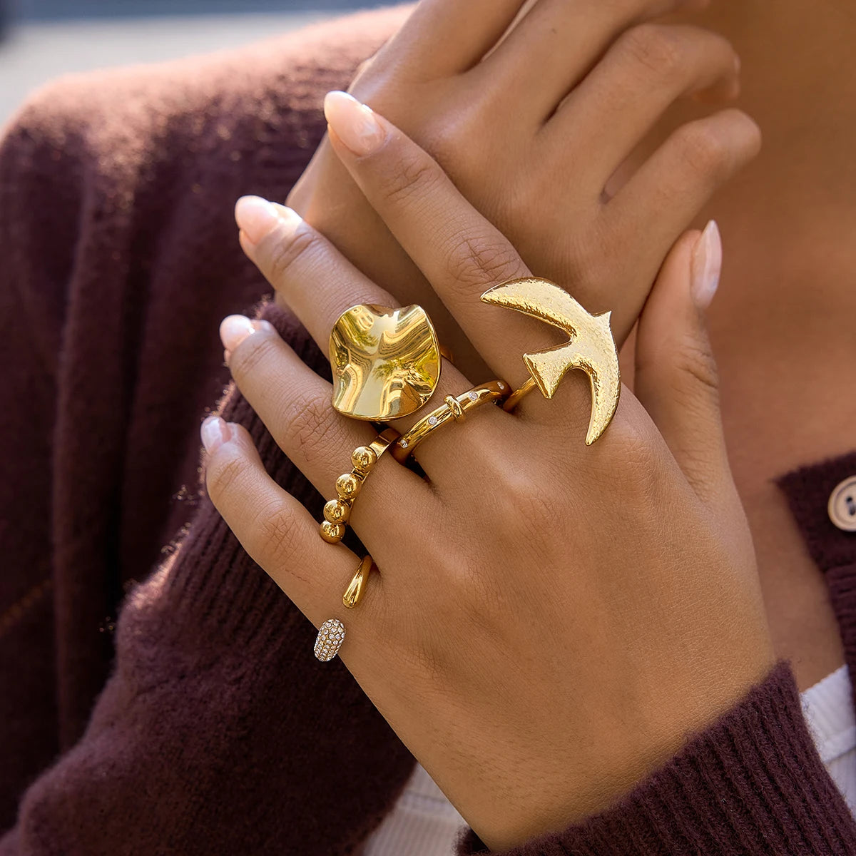 Flying Bird Hammer Pattern Peace Dove Ring