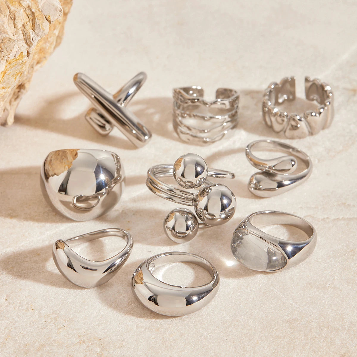 Smooth Liquid Wave Irregular Ring Love Adjustable