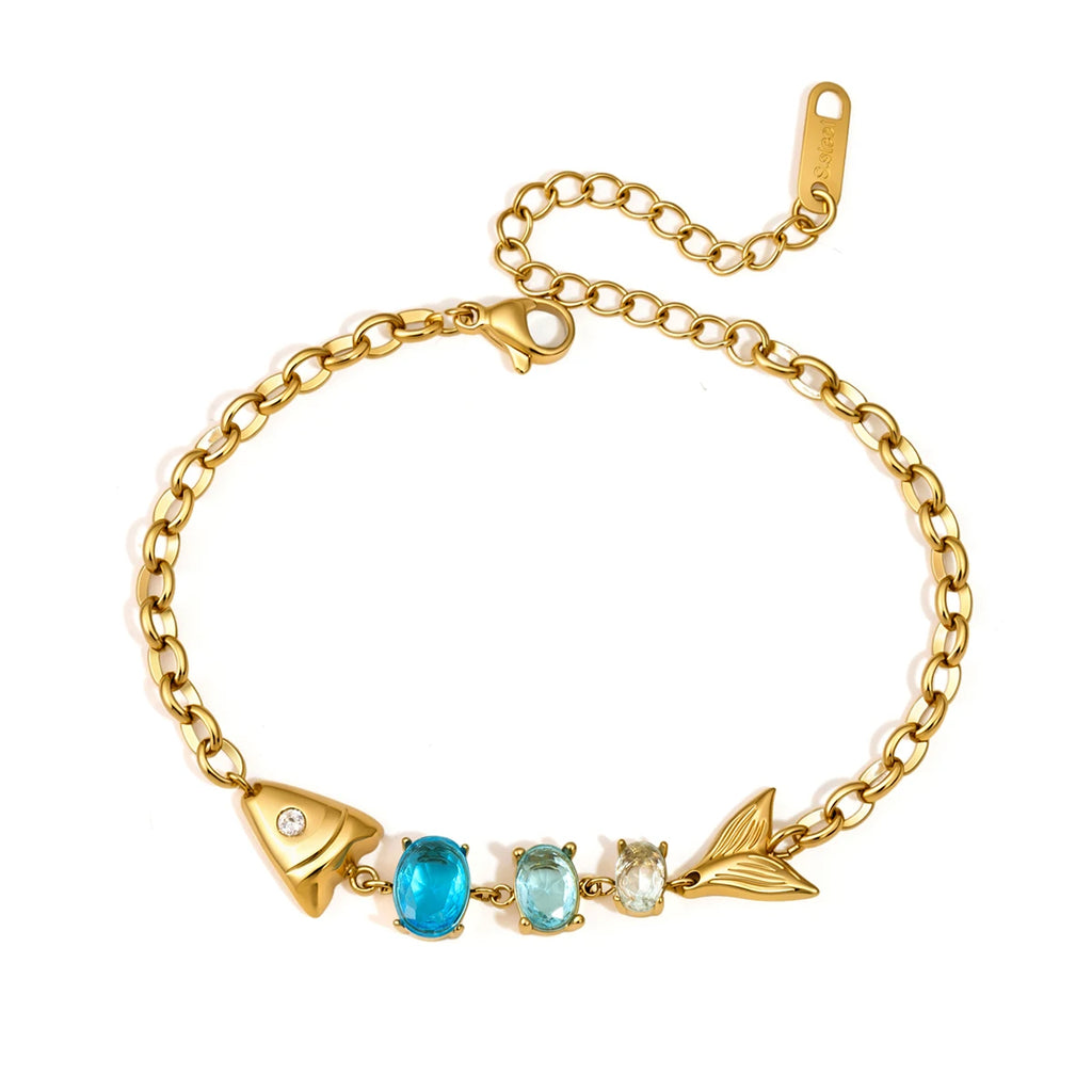 Kika Shiny Blue Gradient Fish Egg Shaped Zircon Bracelet