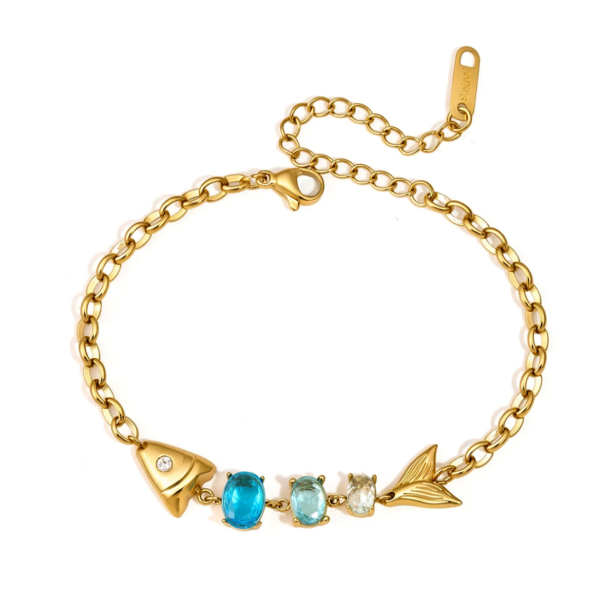 Kika Shiny Blue Gradient Fish Egg Shaped Zircon Bracelet