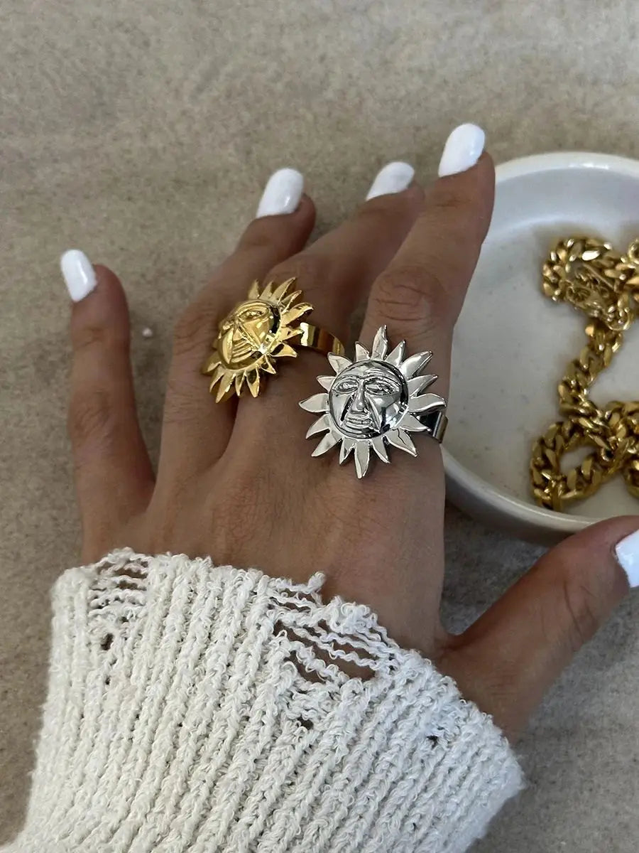 Kika Luxury Natural Shell Stainless Steel Geometric Open Ring Gold Color 18K PVD Plated High Quality France Finger Jewelry
