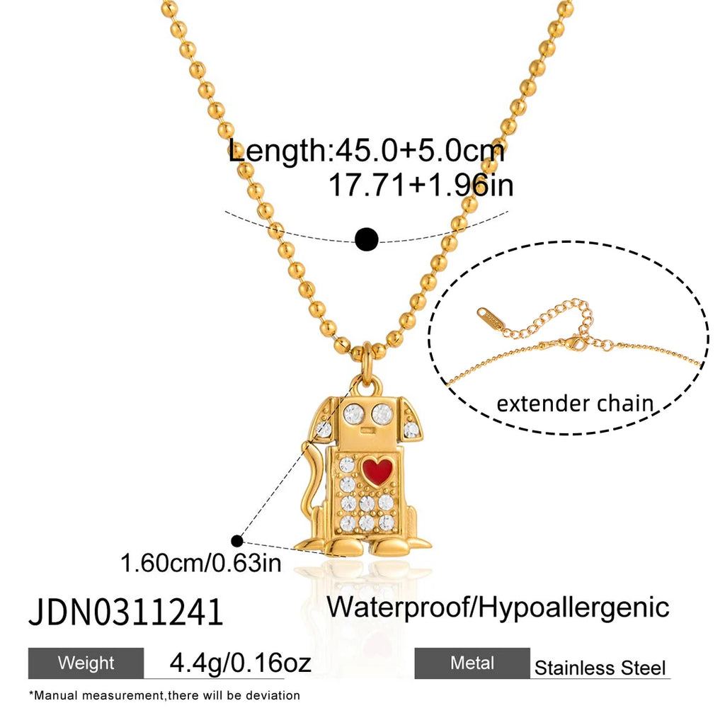 Cute Hug Dog Cat Pet Pendant Rhinestone Necklace