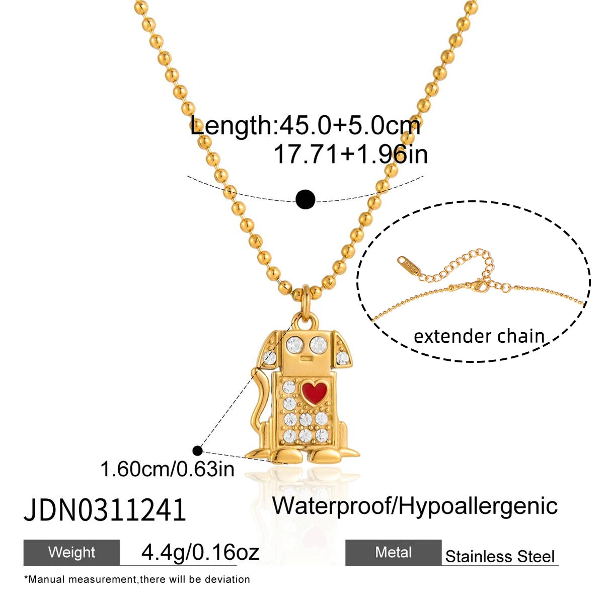 Cute Hug Dog Cat Pet Pendant Rhinestone Necklace