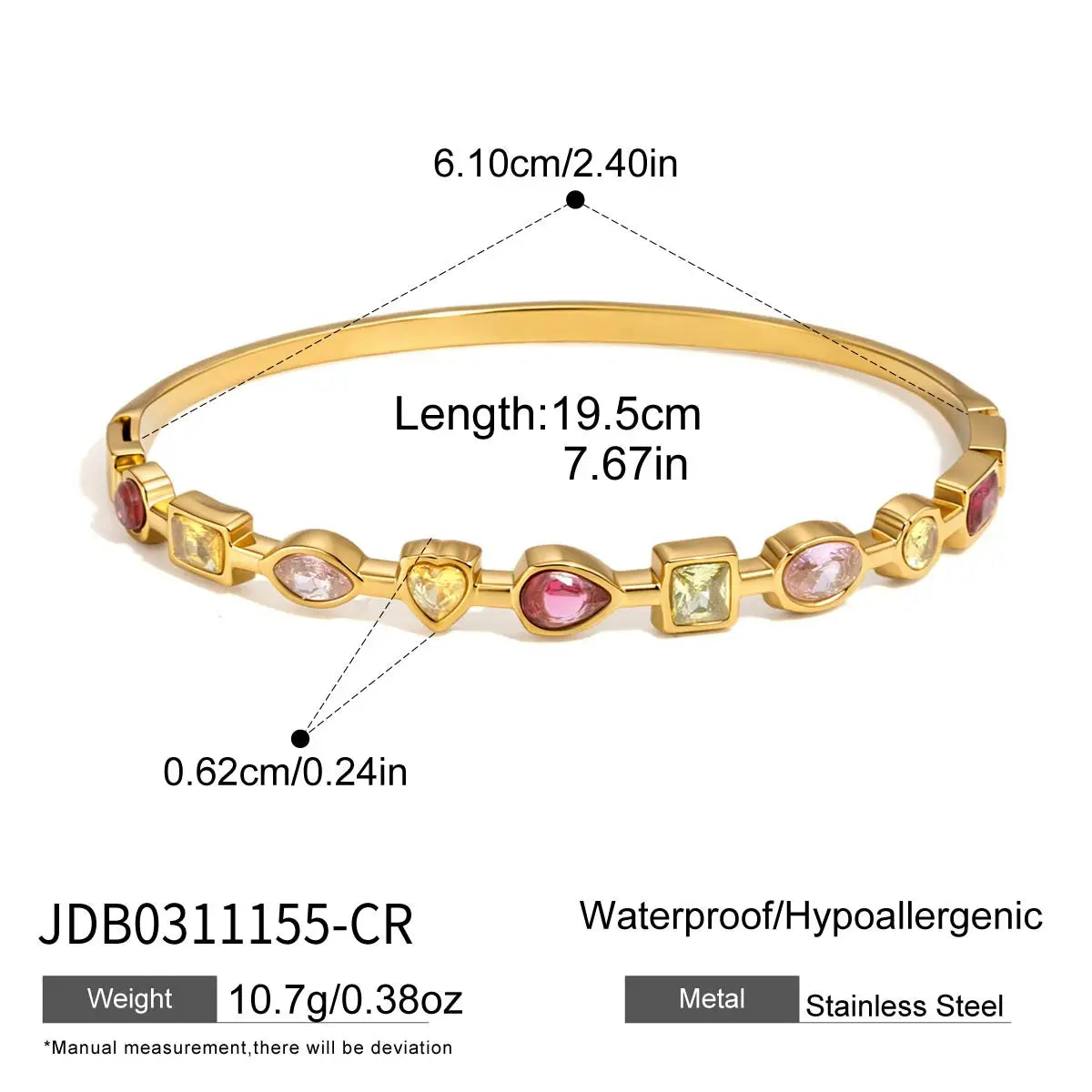 Kika Delicate Blue Pink Geometric Shape Splicing Colored Zircons  Bracelet