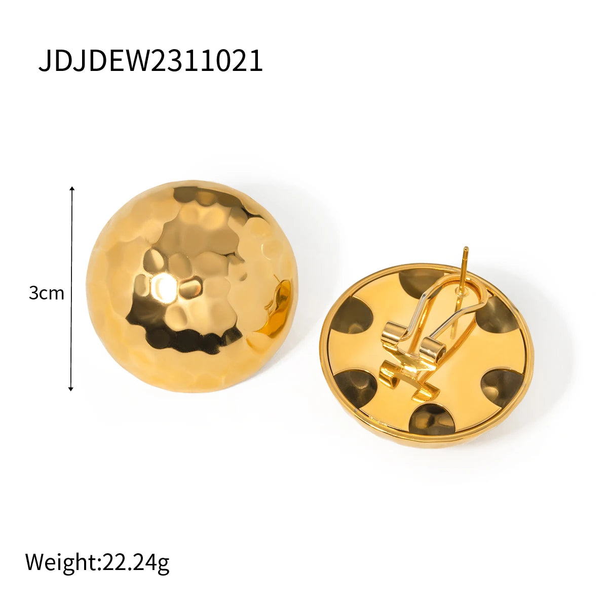 Hammered Hemispherical Earrings and Ear Clips
