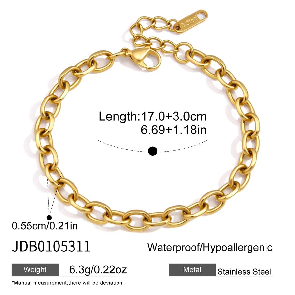 KIKA Classic Chain Bracelet  PVD Plated Stainless Steel 316L