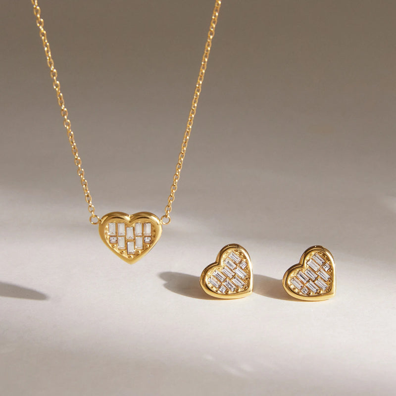 KIKA Romantic Crystal Heart Necklace  PVD Plated Stainless Steel 316L