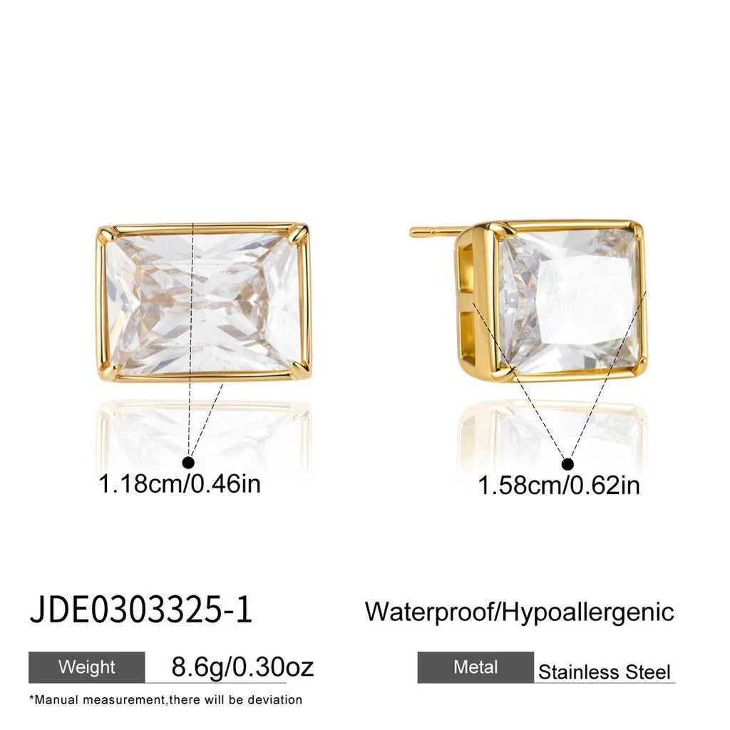 KIKA Classic Heart Geometric Zircon Stud Earrings For Women  PVD Plated Stainless Steel 316L Earrings