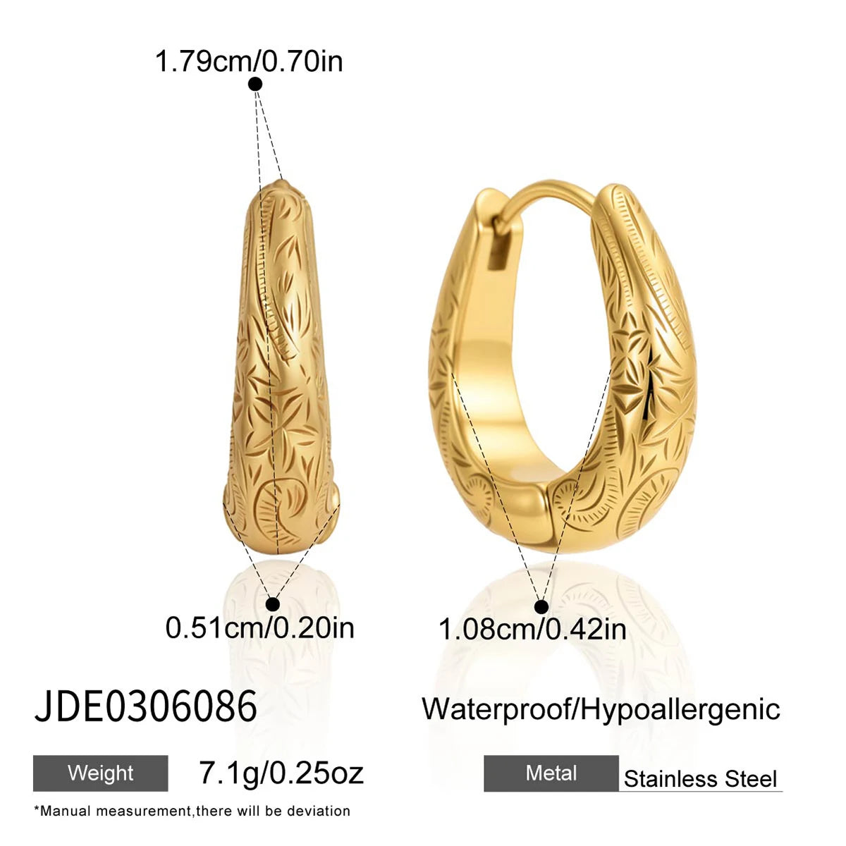 Kika Vintage Geometric Clip Earrings 18K Gold PVD Plated Stainless Steel 316L