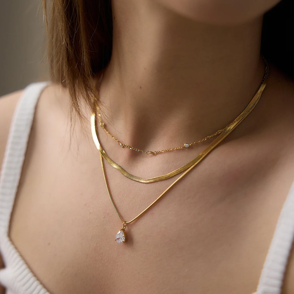Kika Classic Water Drop Zircon Pendant Necklace