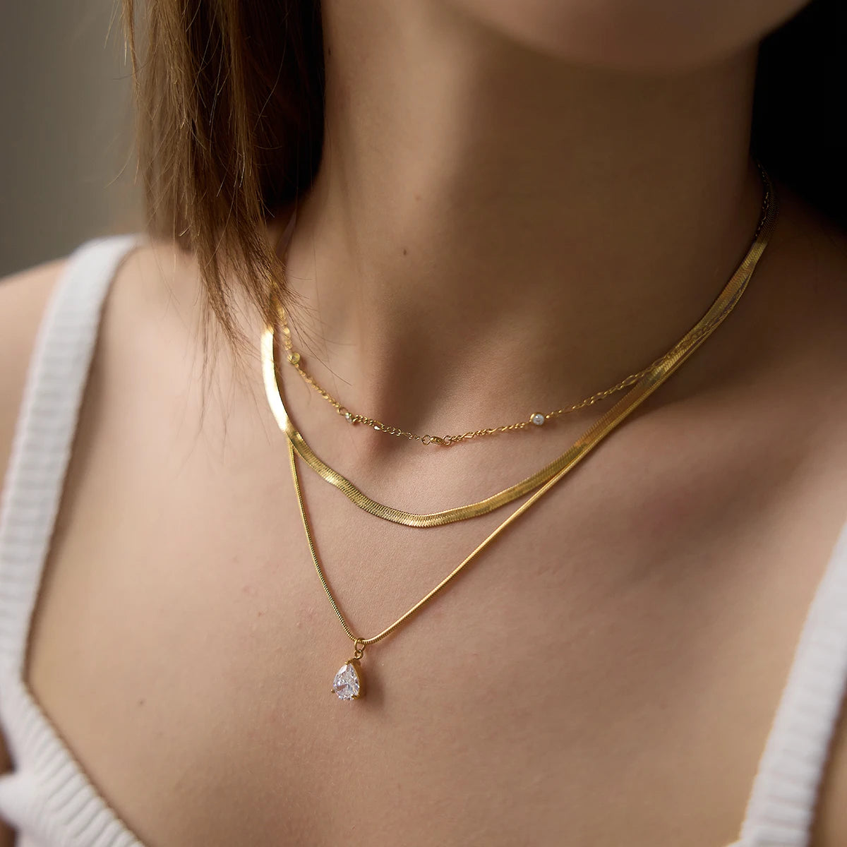 Kika Classic Water Drop Zircon Pendant Necklace