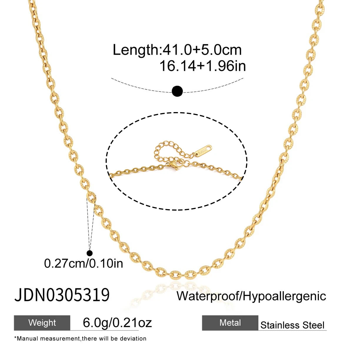 KIKA Minimalist Chain Necklace PVD Plated Stainless Steel 316L