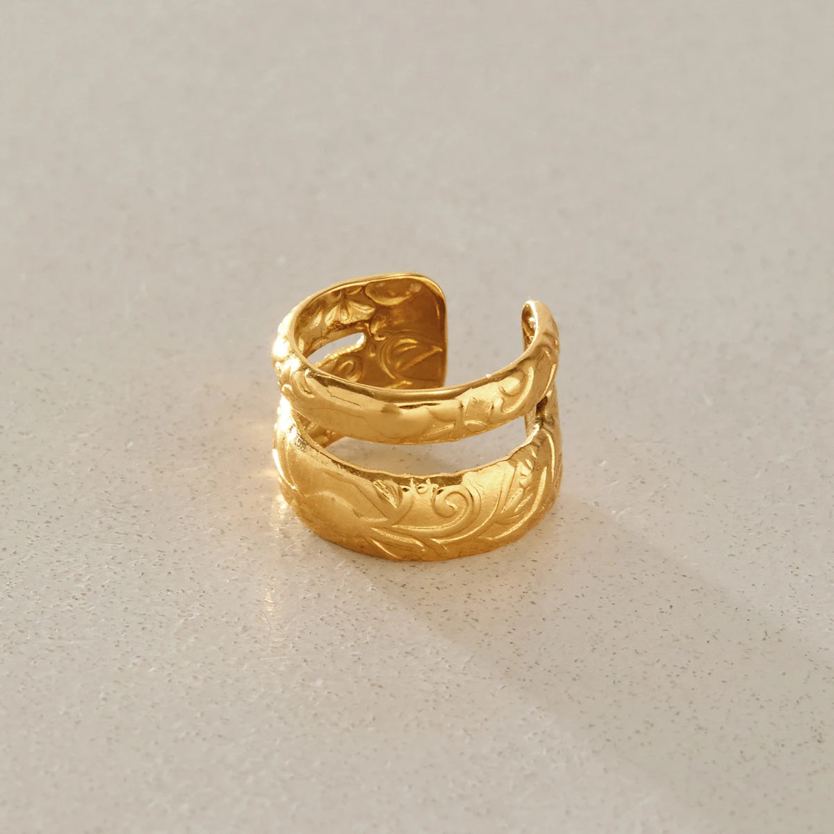 KIKA 1 PC Vintage Double Layer Non-piercing Ear Clip For Women 18K Gold Plated Stainless Steel Earring Fashion Jewelry Gift