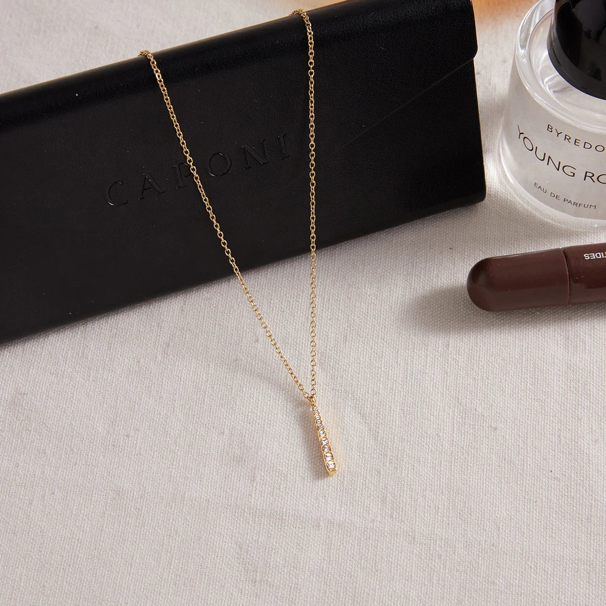 Kika Classic 18K Plated Gold Color Stainless Steel Water Droplet Shaped Pendant Necklace