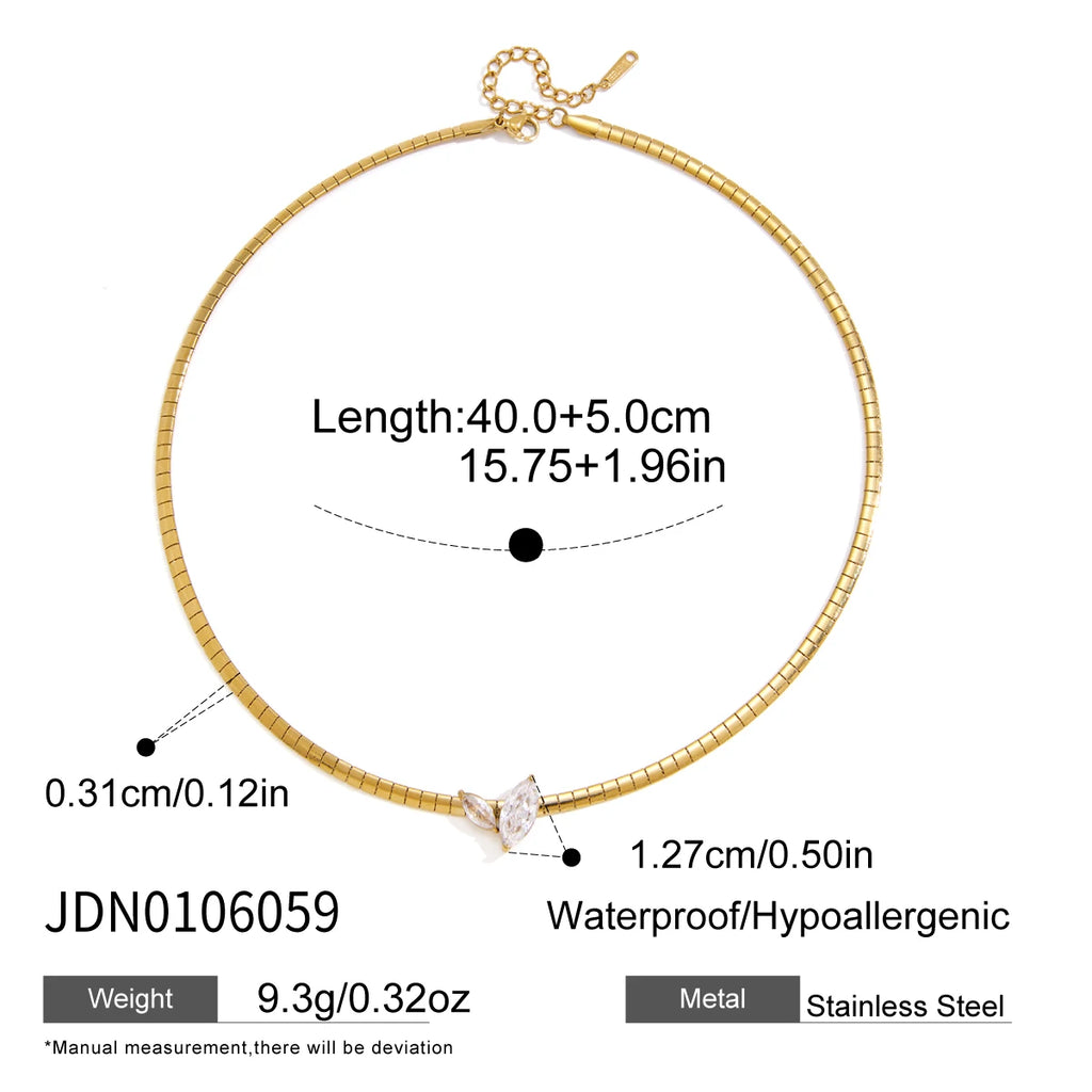 Kika Delicate Zircon Pendant Necklace 18K Gold PVD Plated Stainless Steel 316L