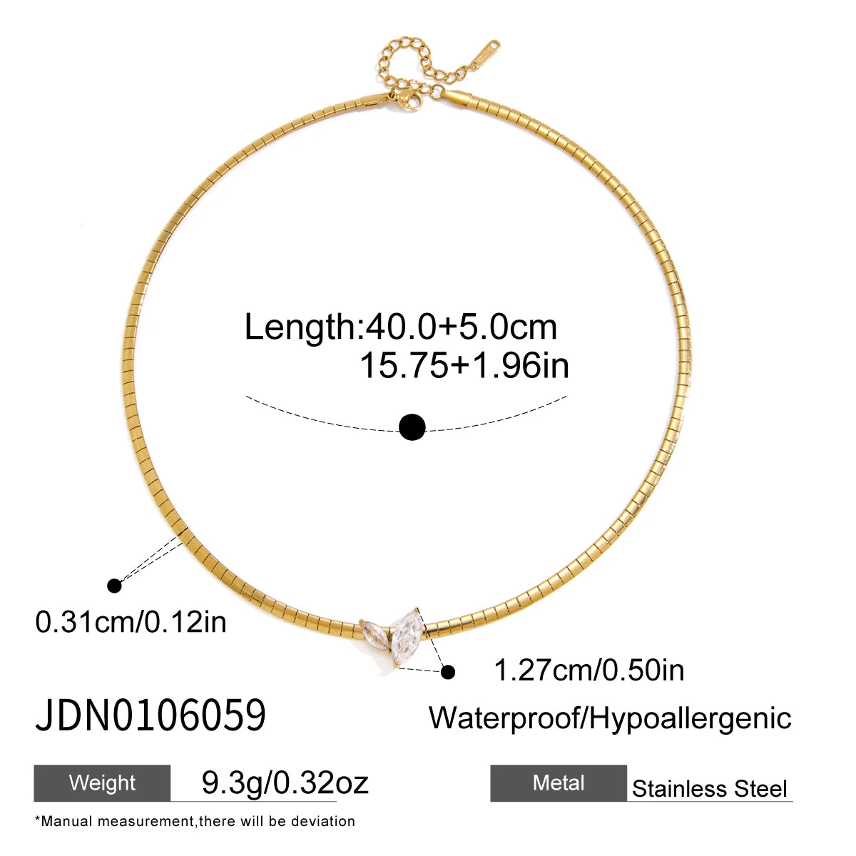 Kika Delicate Zircon Pendant Necklace 18K Gold PVD Plated Stainless Steel 316L